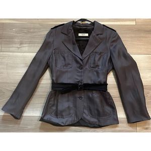 Prada Silk Long Sleeve Belted Blazer Top - Size 4